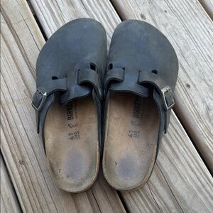 Birkenstock Black Oiled Leather Bostons